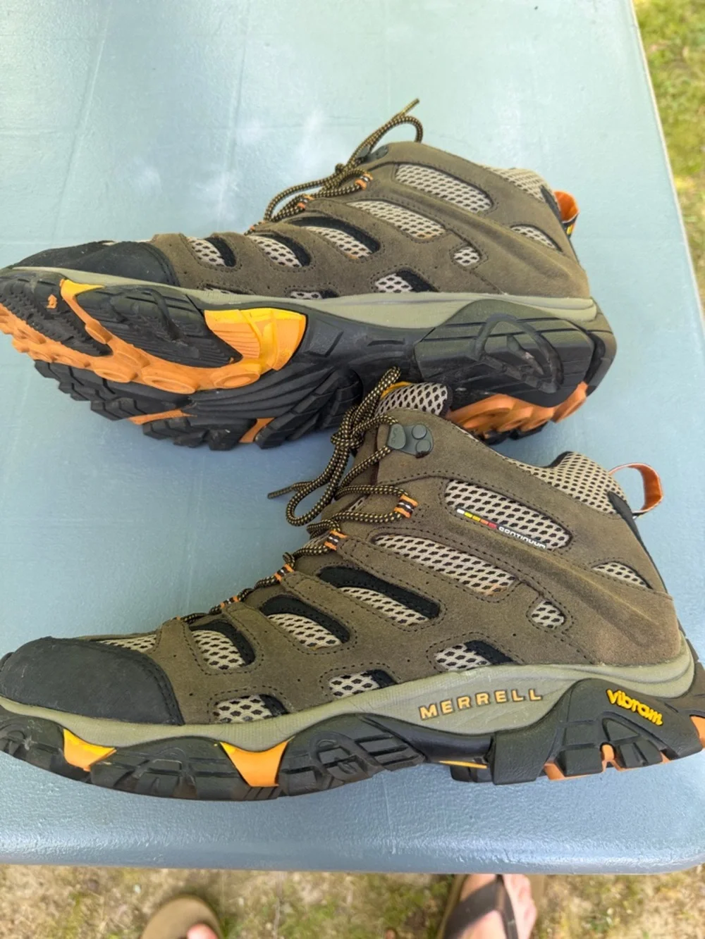 Merrell Brown and Gray Hiking Boots with Orange Highlights